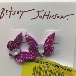 Betsey Johnson New Shocking Pink Butterfly Earrings
